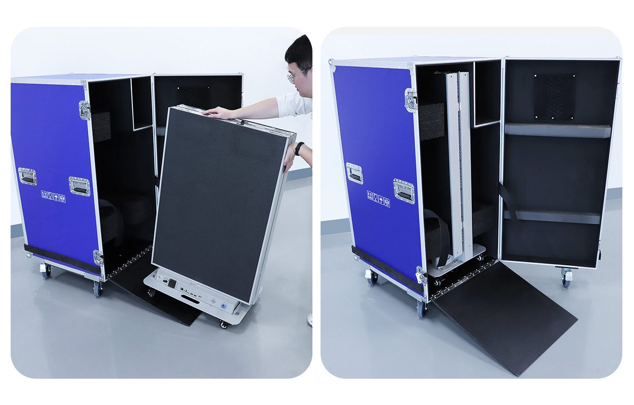 EA1920iP5 Indoor LED Poster Display 7 - LED Display Price - LED Display Price Single-operator packing of the folded EA1920iP5 into a wheeled flight case